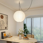 Mid Century Modern Hikari Paper Lantern Pendant Swag Light With Black Cord