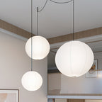 Mid Century Modern Hikari Paper Lantern Pendant Swag Light With Black Cord