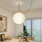 Mid Century Modern Hikari Paper Lantern Pendant Swag Light With Black Cord