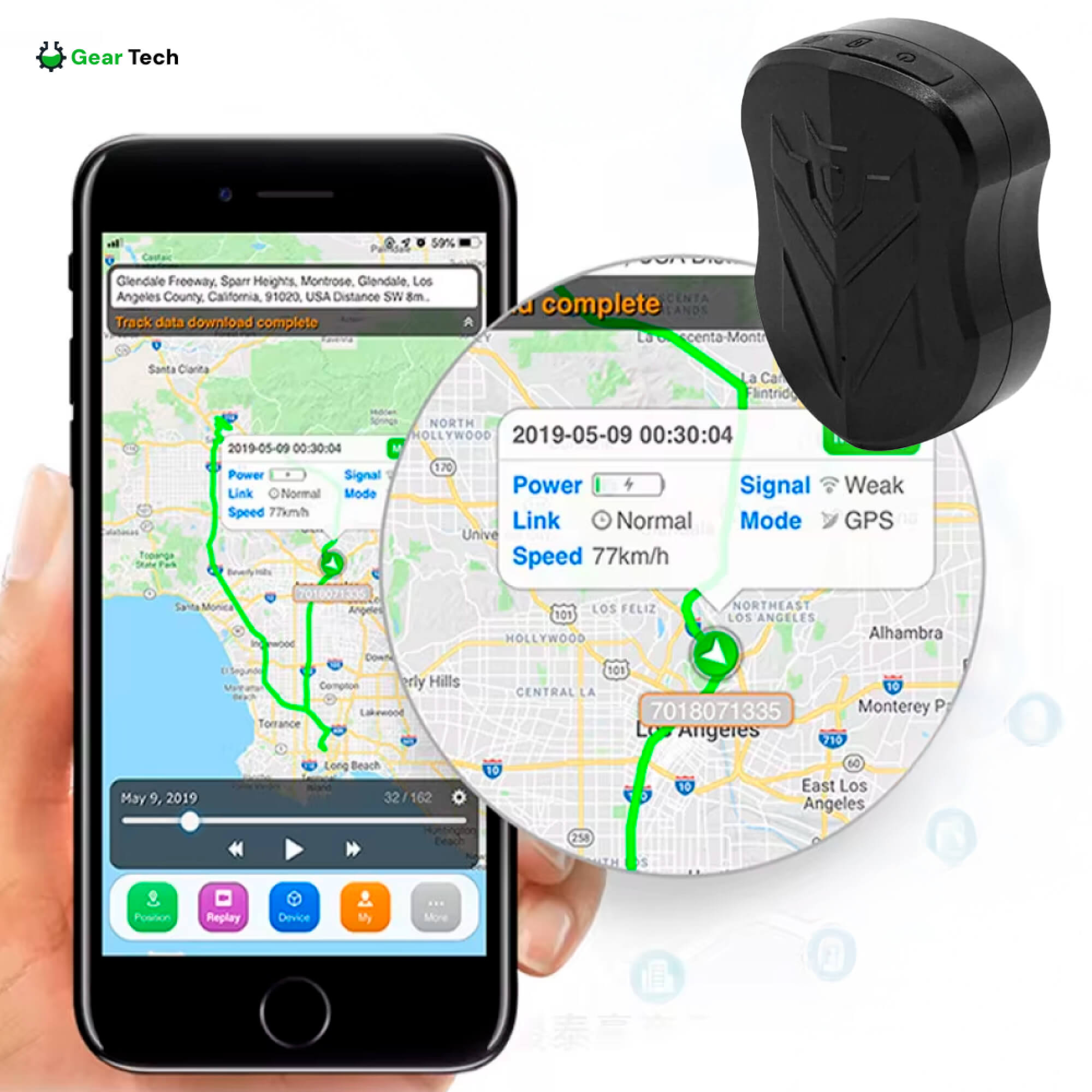 GPS-autotracker met spraakactivering, waterdichte batterij van 5000mAh