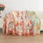 Cotton Reversible Blanket with Jacquard Pattern - Fioriscas
