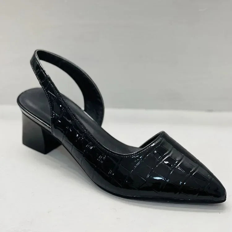 Lodičky Asteria typu slingback s krokodýlím vzorem, špičatou špičkou a širokým podpatkem