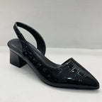 Lodičky Asteria typu slingback s krokodýlím vzorem, špičatou špičkou a širokým podpatkem