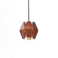 Lampada a sospensione con paralume geometrico in legno, luce calda, stile nordico minimalista, accento | Fioriscas