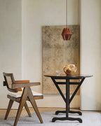 Lampada a sospensione con paralume geometrico in legno, luce calda, stile nordico minimalista, accento | Fioriscas