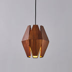 Lampada a sospensione con paralume geometrico in legno, luce calda, stile nordico minimalista, accento | Fioriscas