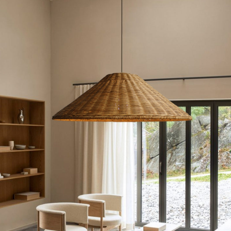 Muto Vintage käsintehty LED-rattan-riippuvalaisin olohuoneeseen | Fioriscas