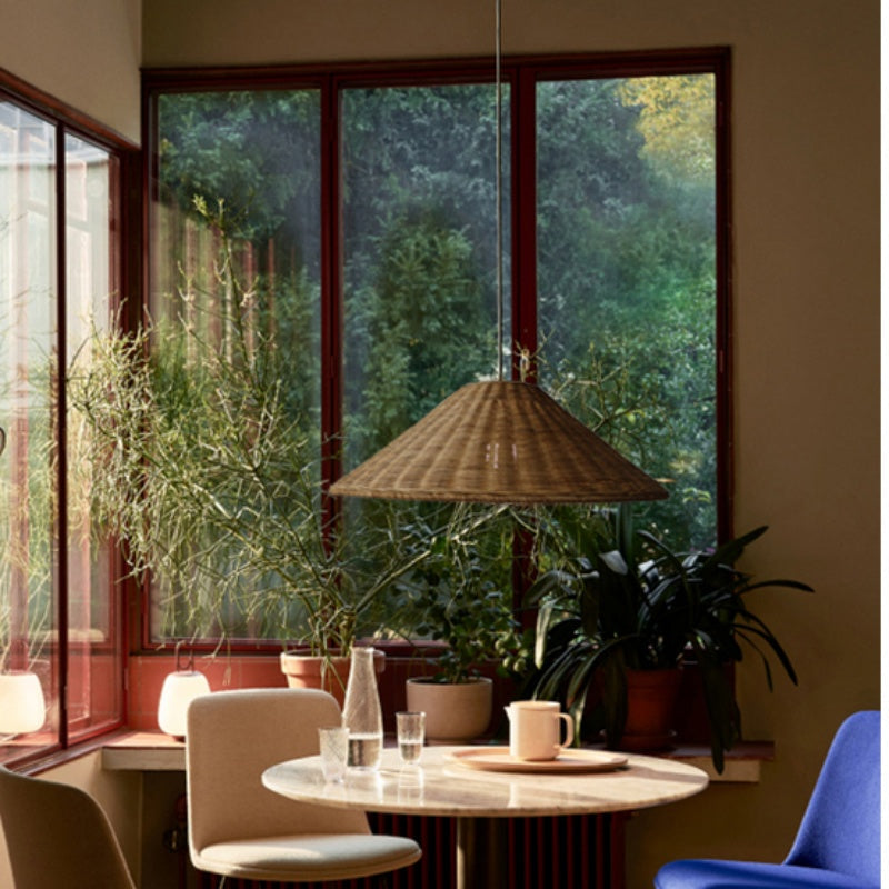 Muto Vintage käsintehty LED-rattan-riippuvalaisin olohuoneeseen | Fioriscas