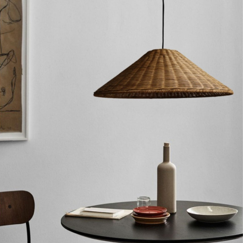 Muto Vintage käsintehty LED-rattan-riippuvalaisin olohuoneeseen | Fioriscas
