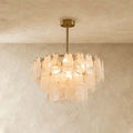 Copper Cascade Chandelier With Hand Blown Glass Teardrop Shades