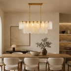 Copper Cascade Chandelier With Hand Blown Glass Teardrop Shades