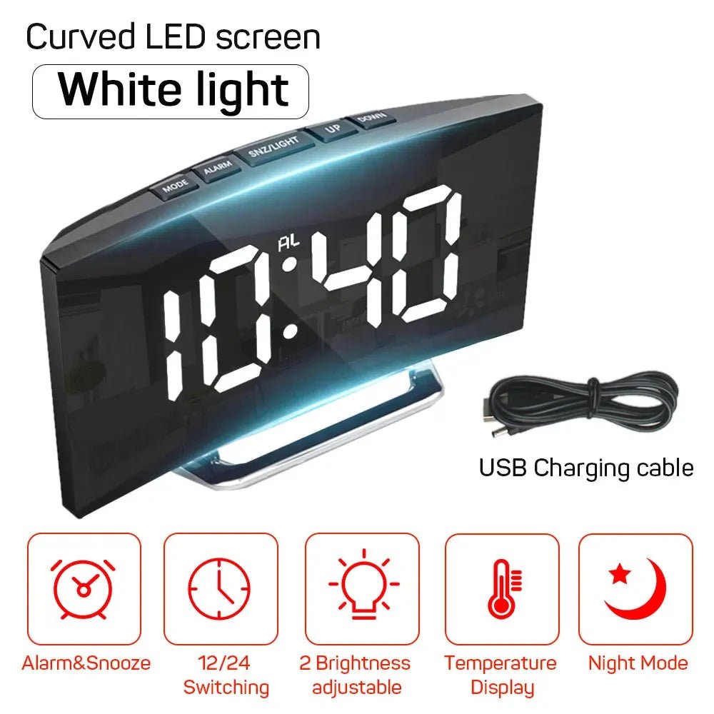 Úzký digitální budík s velkým LED displejem a tichým designem - Fioriscas