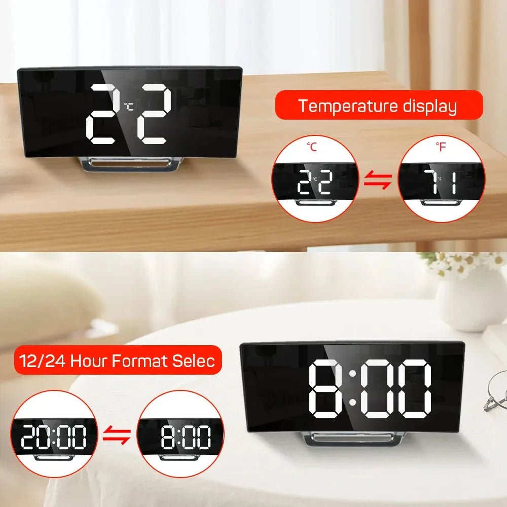 Úzký digitální budík s velkým LED displejem a tichým designem - Fioriscas