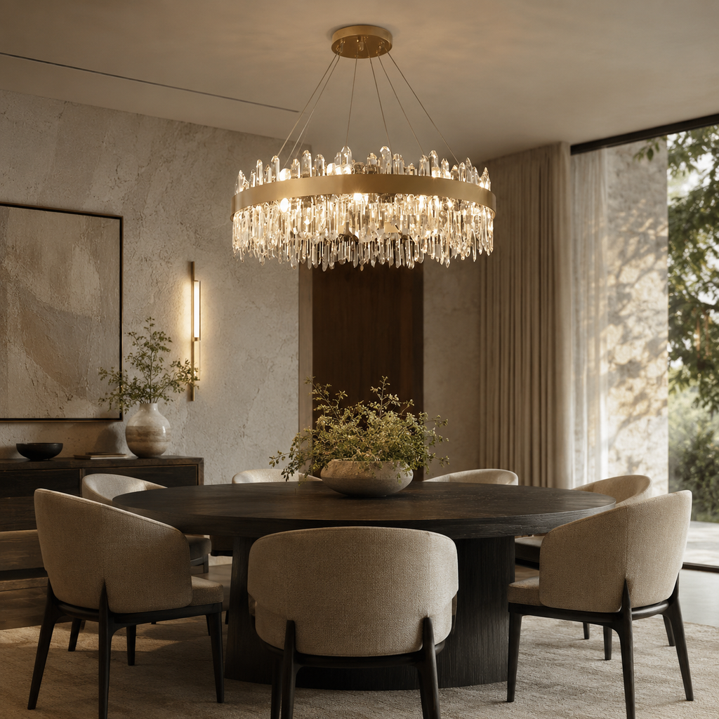 Lumiara kristallen cascade kroonluchter met koperen en gouden afwerking