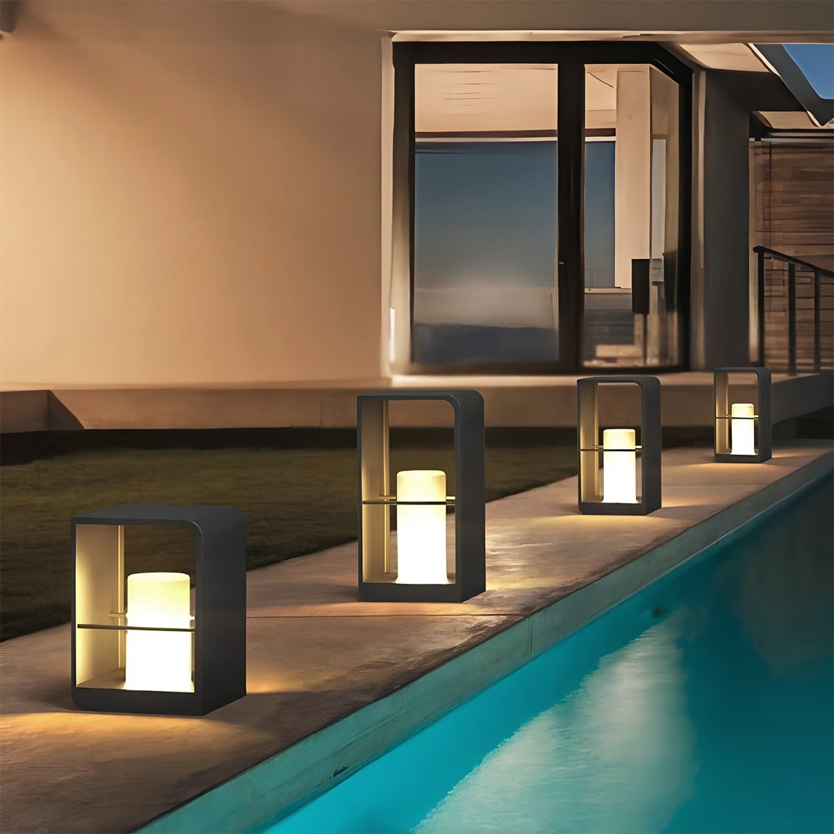 Lampada da giardino esterna LumaVale Dusk To Dawn con LED in alluminio ricaricabile