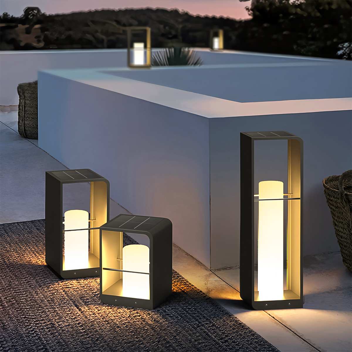 Lampada da giardino esterna LumaVale Dusk To Dawn con LED in alluminio ricaricabile