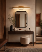 Copper Wood Bathroom Vanity Wall Lamp With Walnut Or Natural Finish