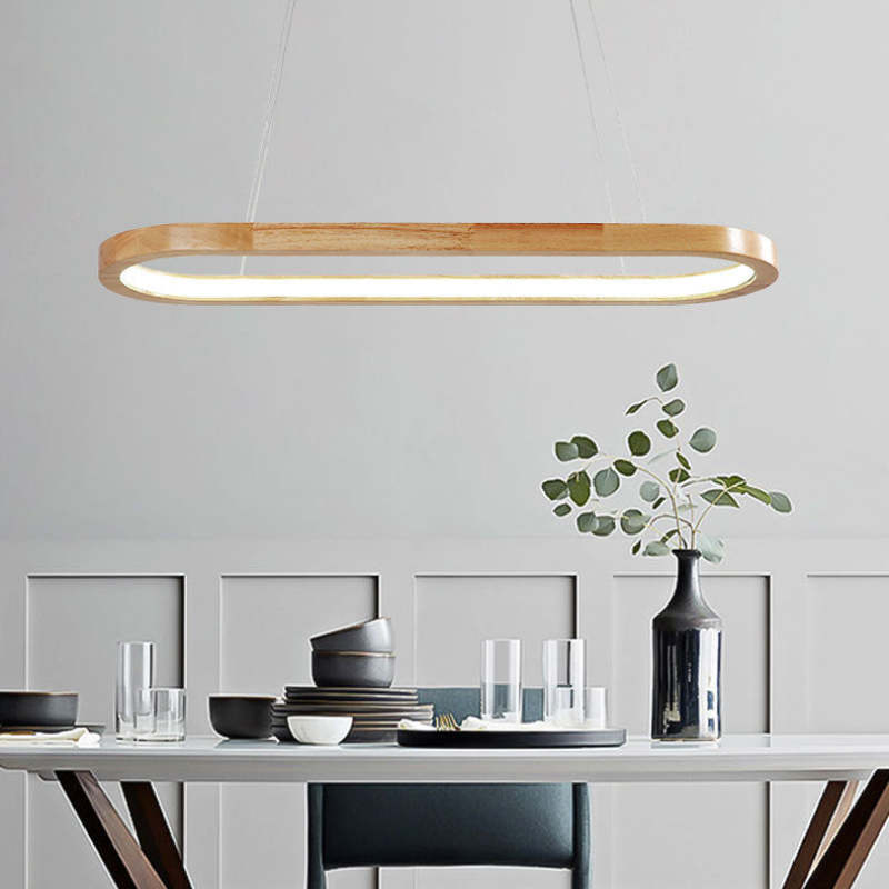 LumaWood houten en metalen led-hanglamp voor eetkamers, 2 lengtes