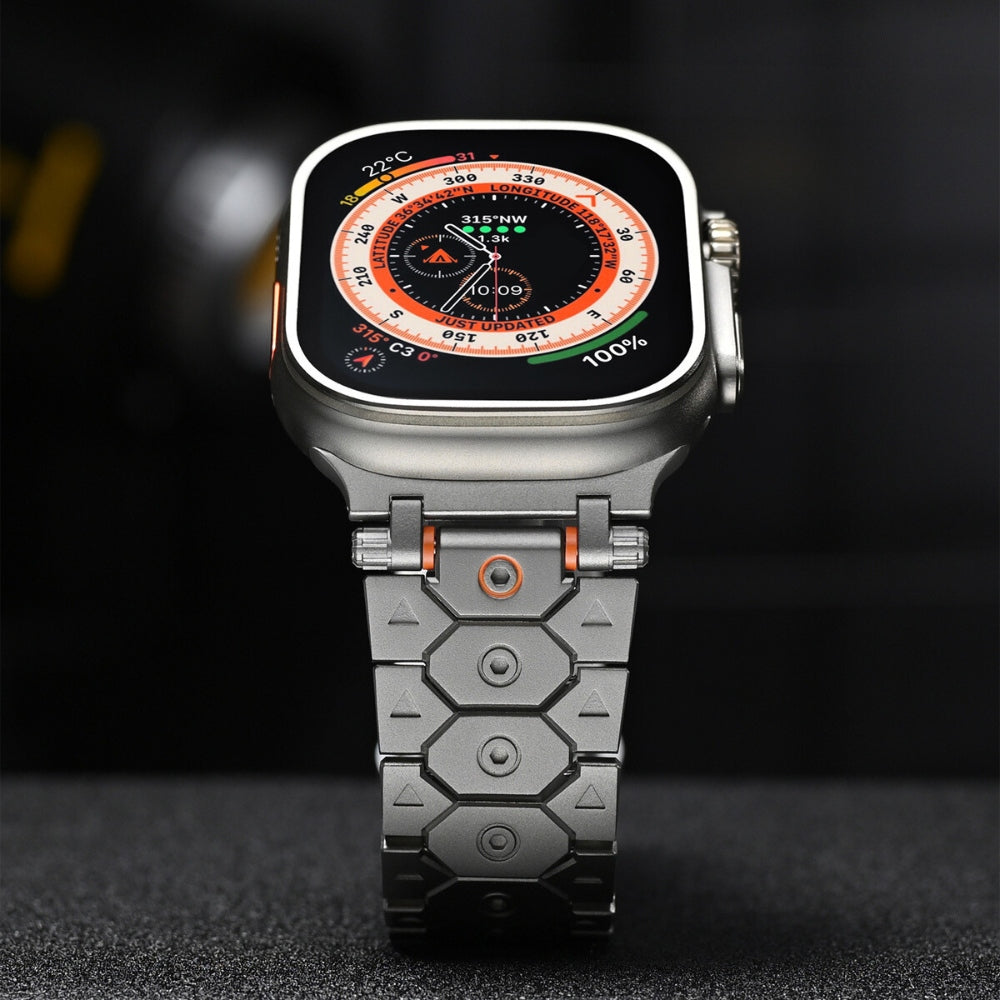 Vantira FusionX Titanium Apple Watch Band, Hexagonal Link Design