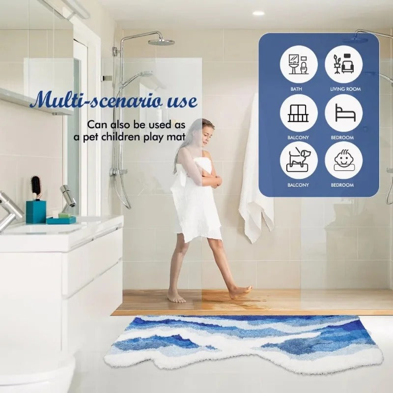 Tappeto trapuntato ispirato all'oceano, decorazione antiscivolo per la camera da letto | Fioriscas