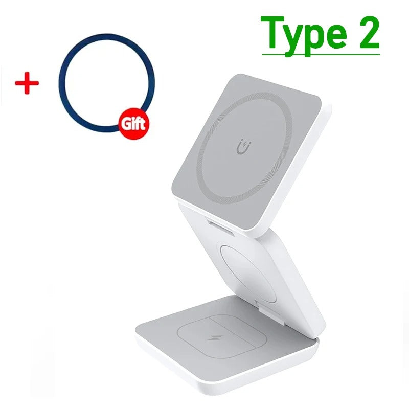 3-in-1 Magnetic Wireless Charging Stand for iPhone, AirPods, and Apple Watch
