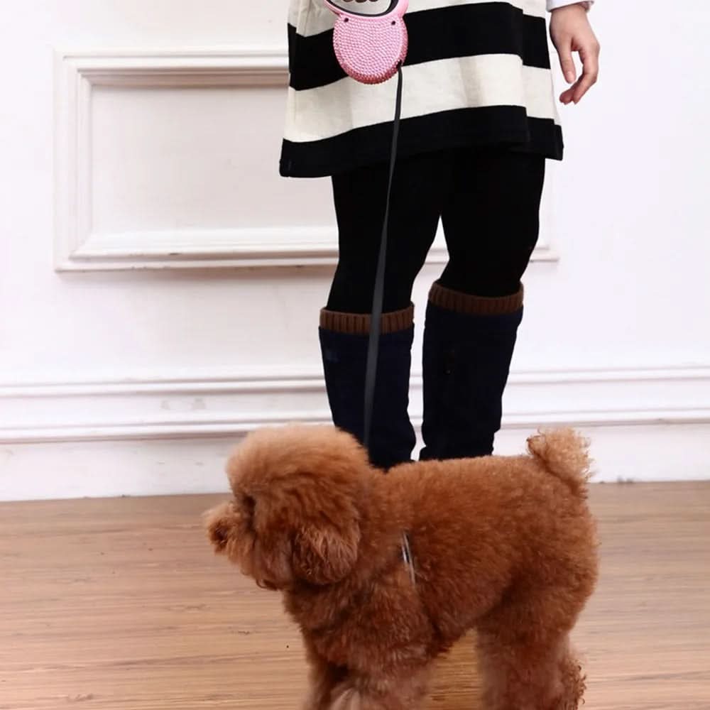 Trela retráctil de luxo com brilhantes para cães e gatos pequenos - Fioriscas