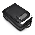 Elegant leather rucksack for men/women with USB port for laptop and everyday use, 15.6 inch, black