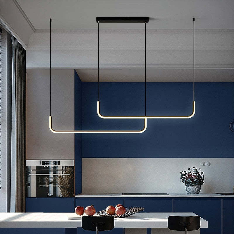 EdgeGlow metalen en siliconen hanglamp met lichtbalk, twee ledkoppen, 90-150 cm