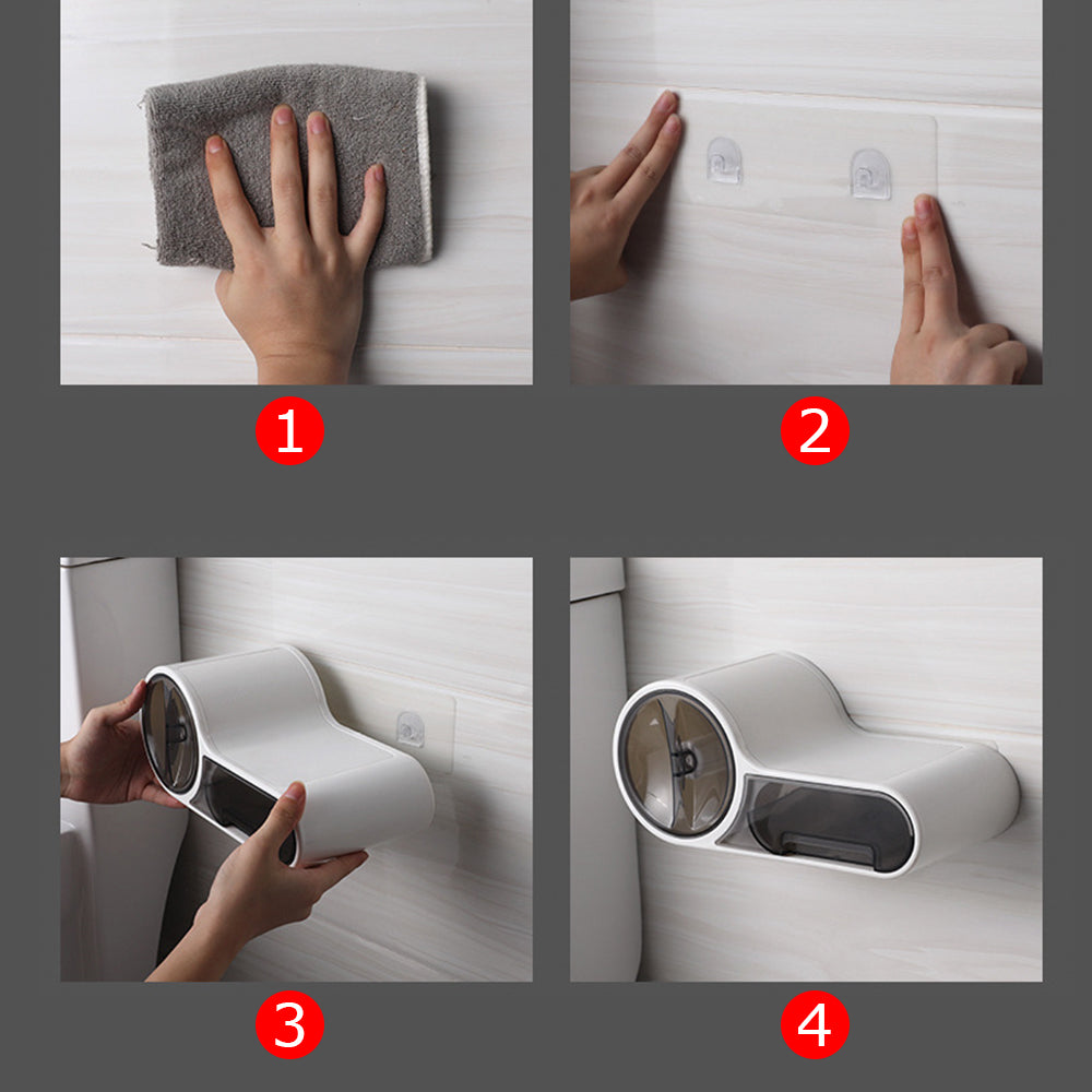 Wasserdichter Toilettenpapierhalter mit zusätzlichem Stauraum für kleine Badezimmer | Fioriscas