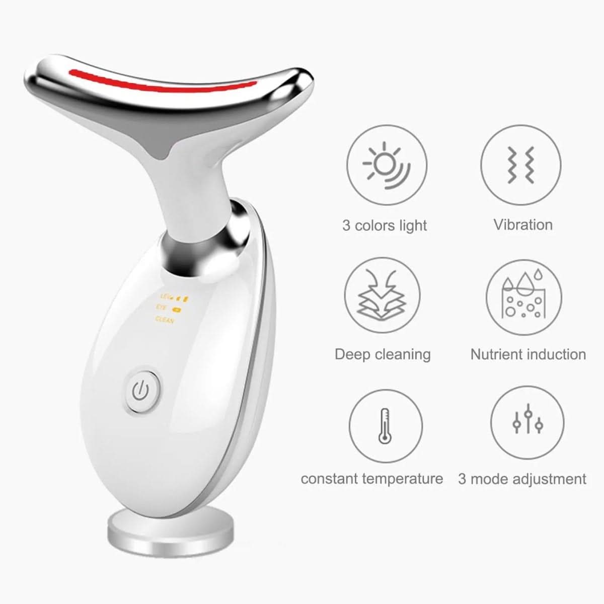 Massaggiatore viso 3 in 1 con fototerapia, vibrazione e funzione termica - Fioriscas
