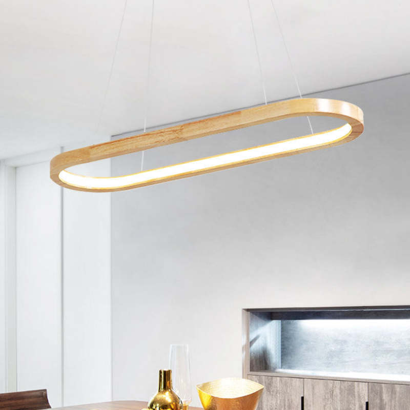 LumaWood houten en metalen led-hanglamp voor eetkamers, 2 lengtes