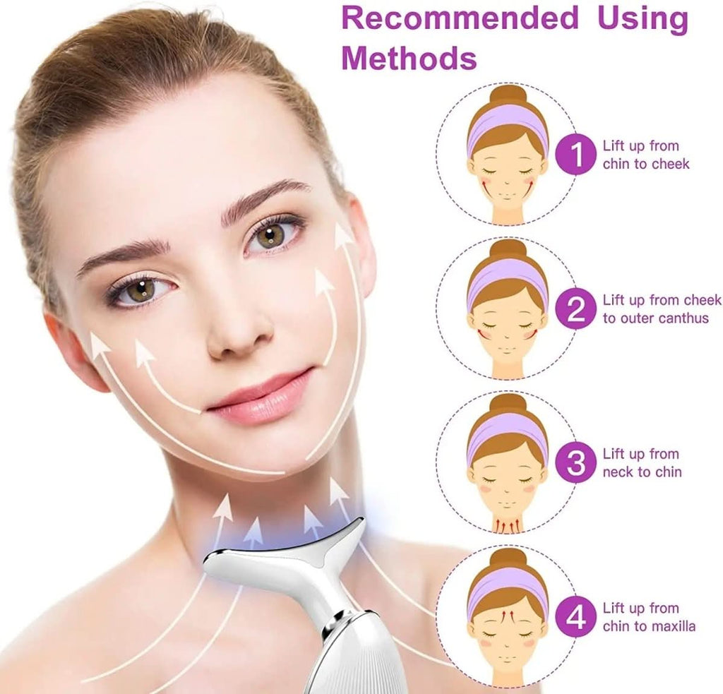 Massaggiatore viso 3 in 1 con fototerapia, vibrazione e funzione termica - Fioriscas