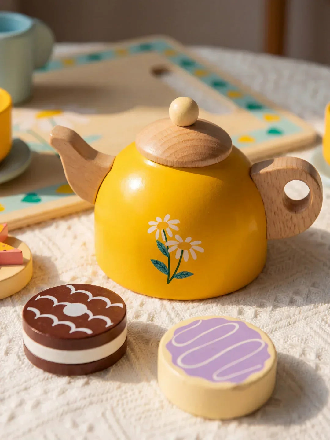 طقم شاي خشبي للأطفال – حفلة شاي تمثيلية للعب التخيّلي | Fioriscas