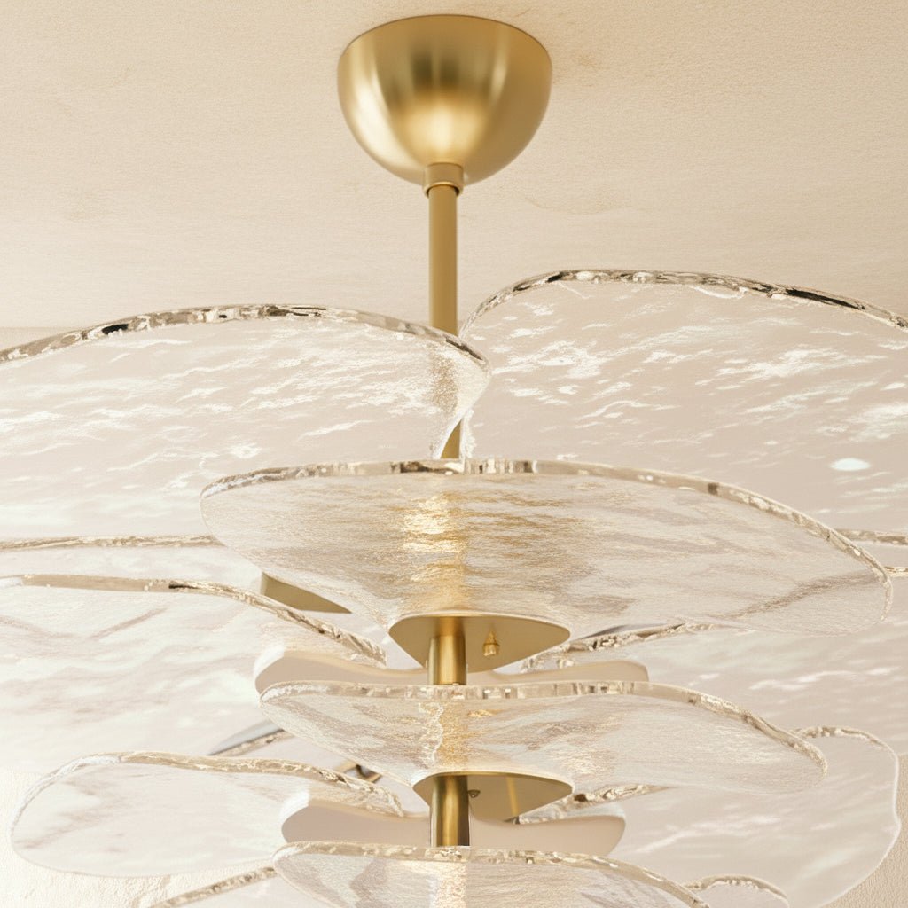 Elegantní smaragdový lustr Murano Petal se zlatými akcenty