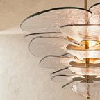 Elegantní smaragdový lustr Murano Petal se zlatými akcenty