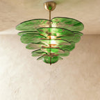 Elegantní smaragdový lustr Murano Petal se zlatými akcenty
