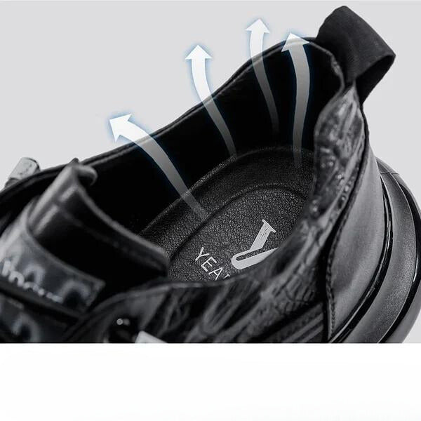 Aurelian Men's Leather Sneakers, Cushioned Sole & Crocodile-Print Finish