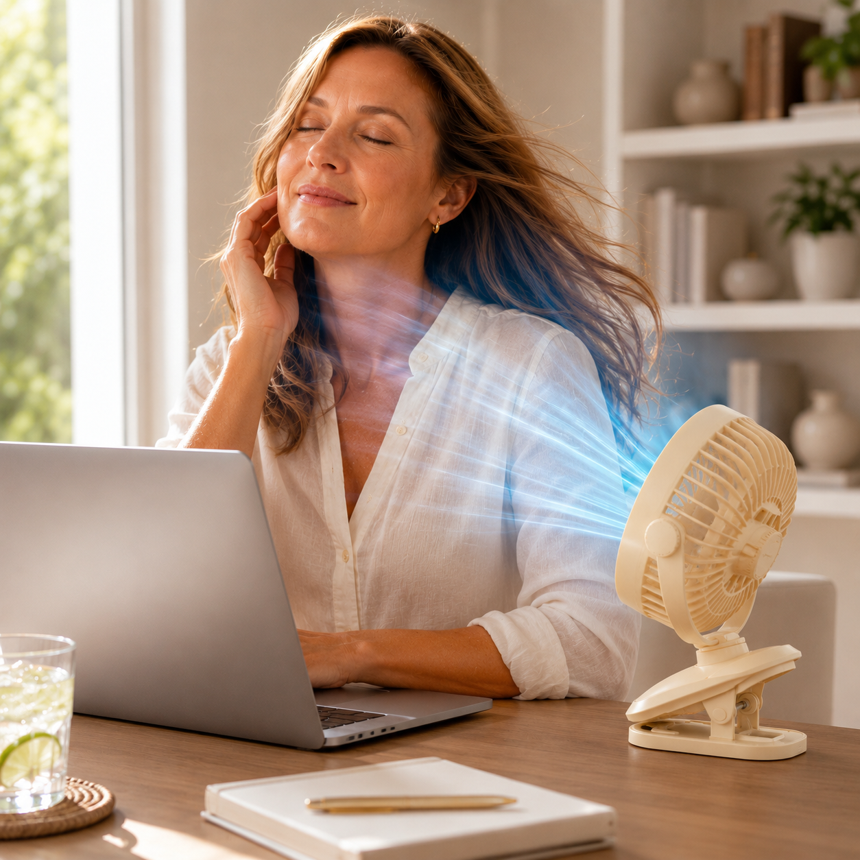 ChargeBreeze USB Rechargeable Clip Fan, 5-Speed Portable Desk Cooler