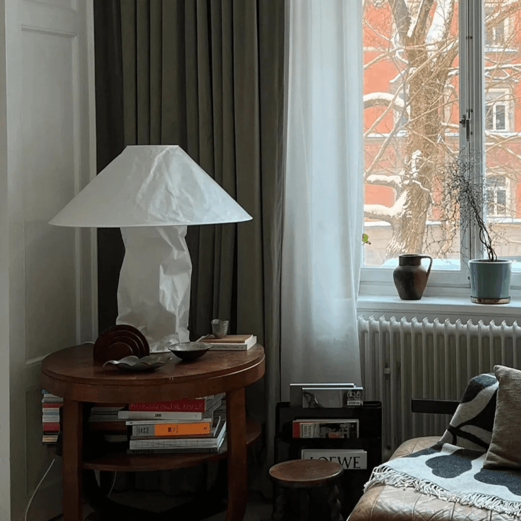 Kairo Metal Table Lamp With Paper Shade, Modern E27 Design