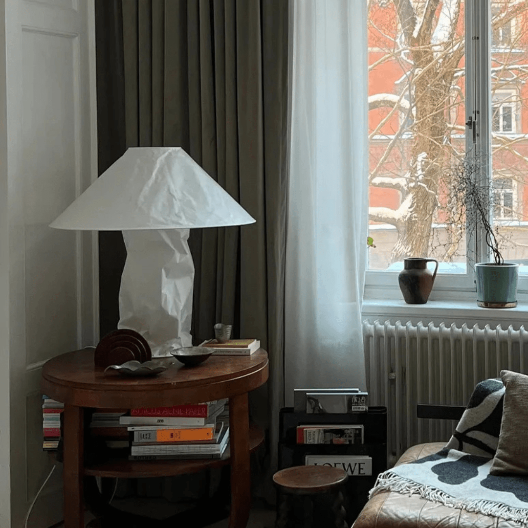 Kairo Metal Table Lamp With Paper Shade, Modern E27 Design