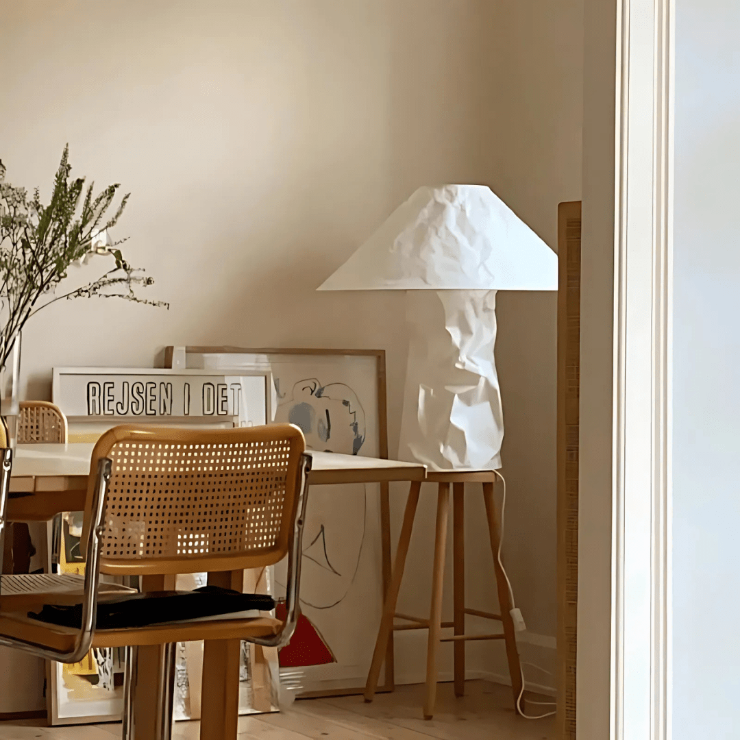 Kairo Metal Table Lamp With Paper Shade, Modern E27 Design
