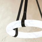 AuroraHalo Levitating Alabaster Pendant Light With Leather Straps