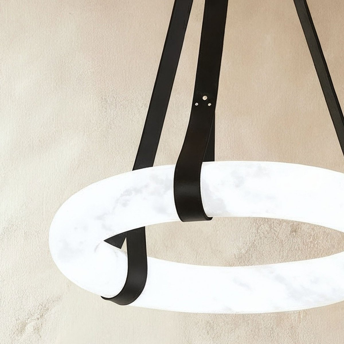 AuroraHalo Levitating Alabaster Pendant Light With Leather Straps
