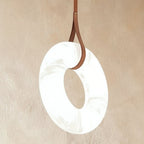 AuroraHalo Levitating Alabaster Pendant Light With Leather Straps