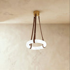 AuroraHalo Levitating Alabaster Pendant Light With Leather Straps