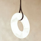 AuroraHalo Levitating Alabaster Pendant Light With Leather Straps