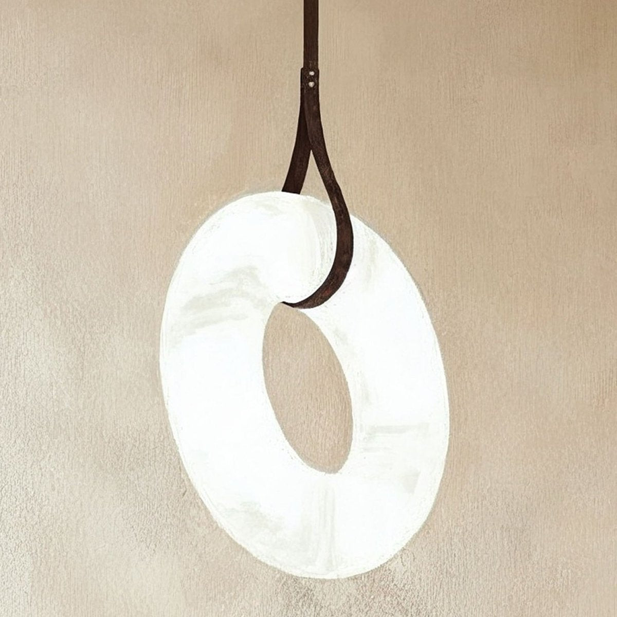 AuroraHalo Levitating Alabaster Pendant Light With Leather Straps