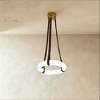 AuroraHalo Levitating Alabaster Pendant Light With Leather Straps