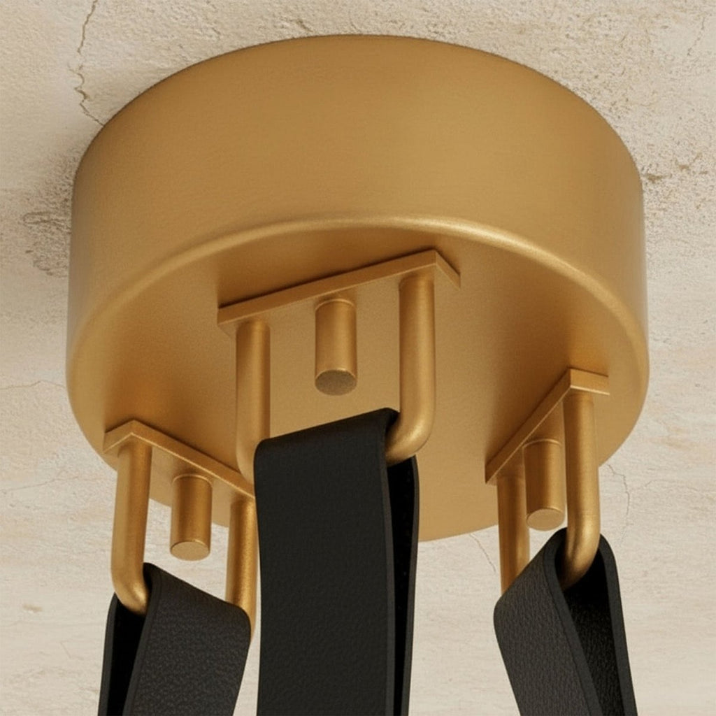 AuroraHalo Levitating Alabaster Pendant Light With Leather Straps