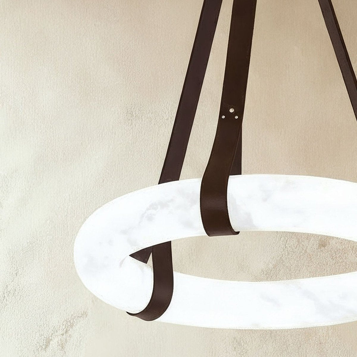 AuroraHalo Levitating Alabaster Pendant Light With Leather Straps